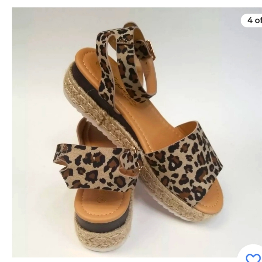VESPOSE NY LEOPARD PRINT ESPADRILLES PLATFORM SANDALS SIZE 7.5